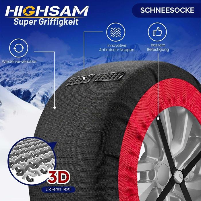 Huse antiderapante textile pentru zăpadă highsam Super Grip