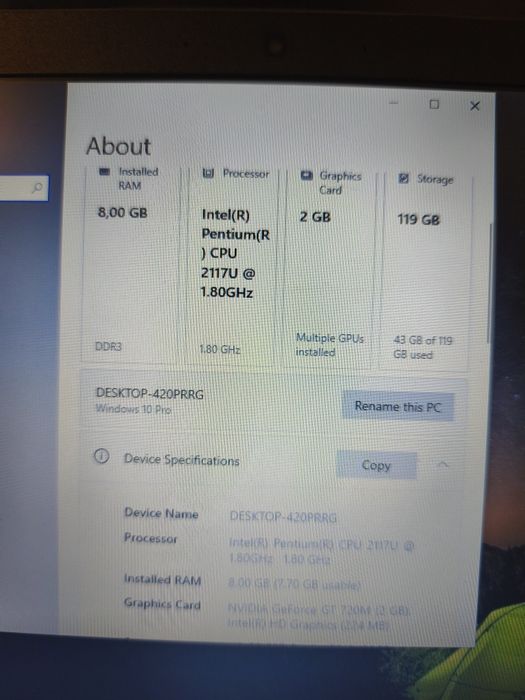 Laptop Asus SSD 8 gb ram