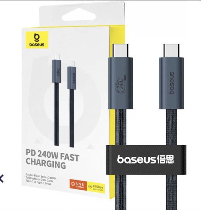 Кабель Baseus thunderbolt 4  USB Type A - USB Type C 1 м Black