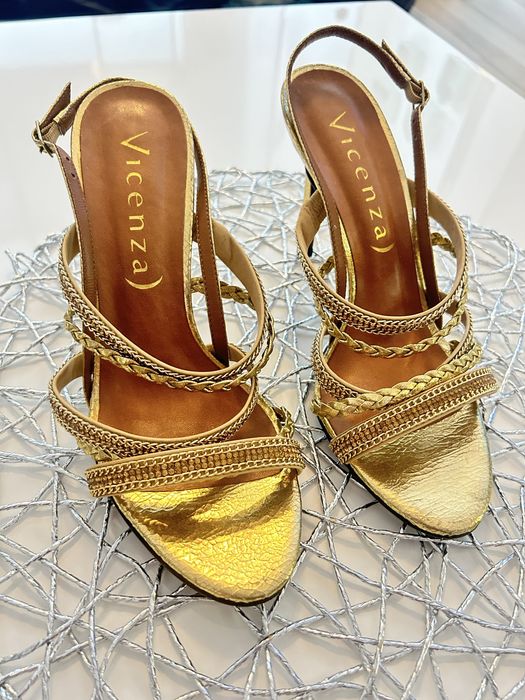 Sandale din piele, aurii, 39
