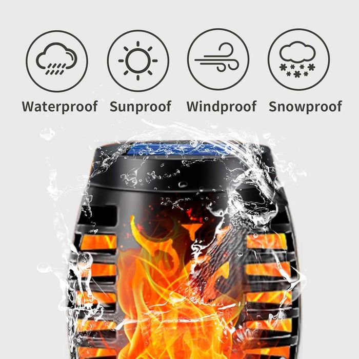 Set 4 lampi solare de gradina cu efect flacara LED tip torta 51 cm