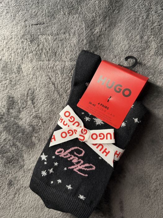 Hugo set 4 sosete dama negru-negru-alb-roz marime 36-42 noi originale