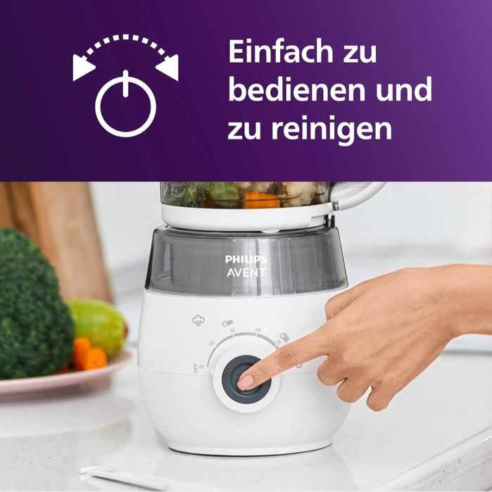 Уред за готвене Philips Avent SCF883/01 4в1+многократни чашки за съхранение на кърма Philips Avent (SCF618/10