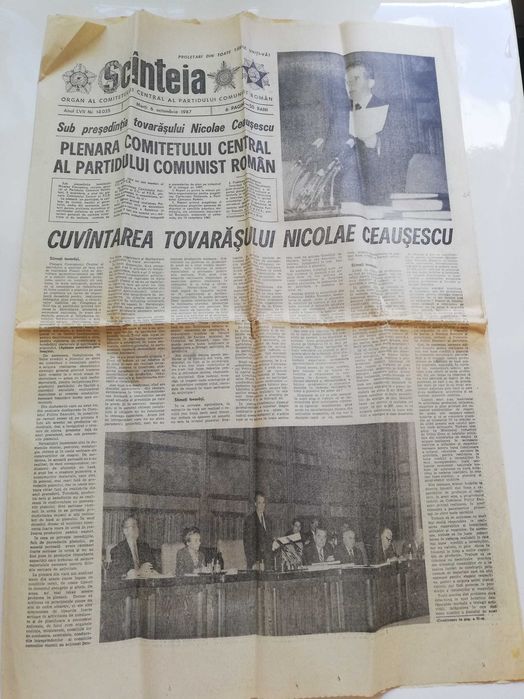 Ziar SCANTEIA 6 oct 1987 Plenara Comitetului Central al Partidului Comunist Roman + Cuv. Tov. Nicolae Ceausescu