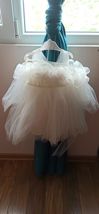 Официална детска рокля от тюл с камъчета