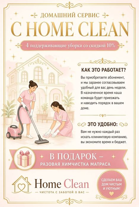 Все виды клининга 24/7 АСТАНА!