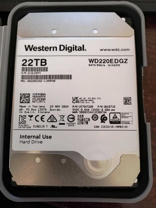 Външен Хард Диск 22TB 7200RPM WD + USB-C кутия AXAGON | Гаранция 2028