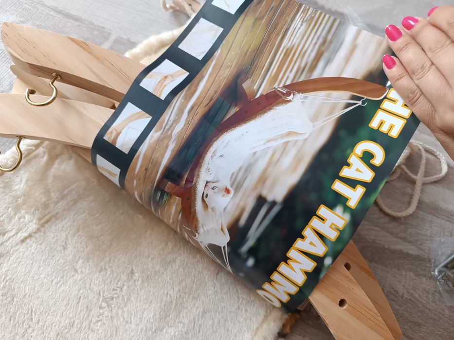 hamac patut pat culcus pentru pisici cu doua fete, din lemn, nou