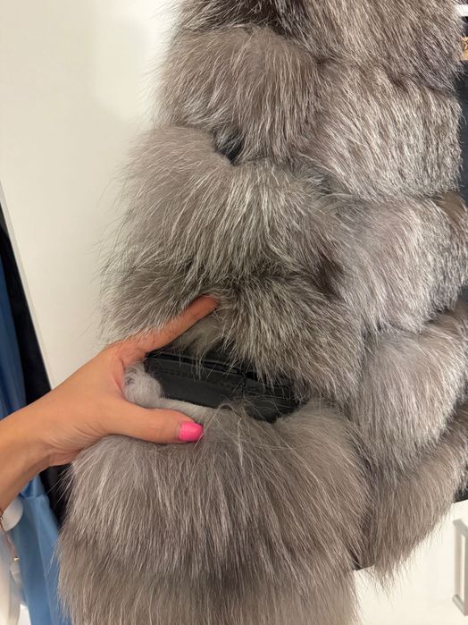 Haina de blana gri- vulpe polara, maneci detasabile