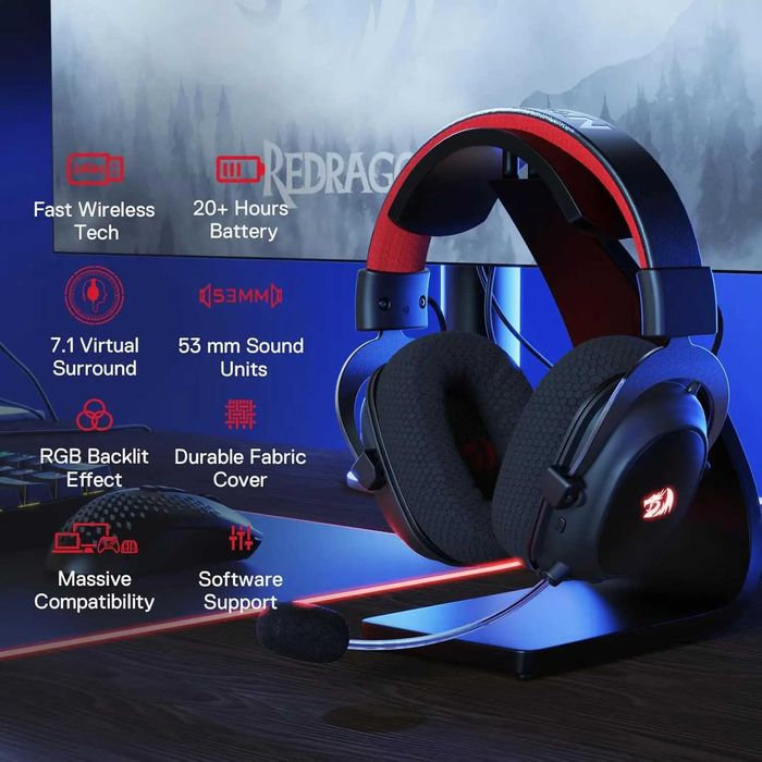 Игровые наушники Redragon H510 Zeus PRO 3вида подключения звук7.1