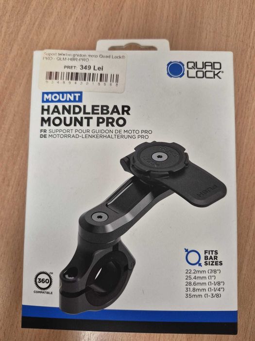 Suport telefon moto Quad Lock® PRO pentru ghidon