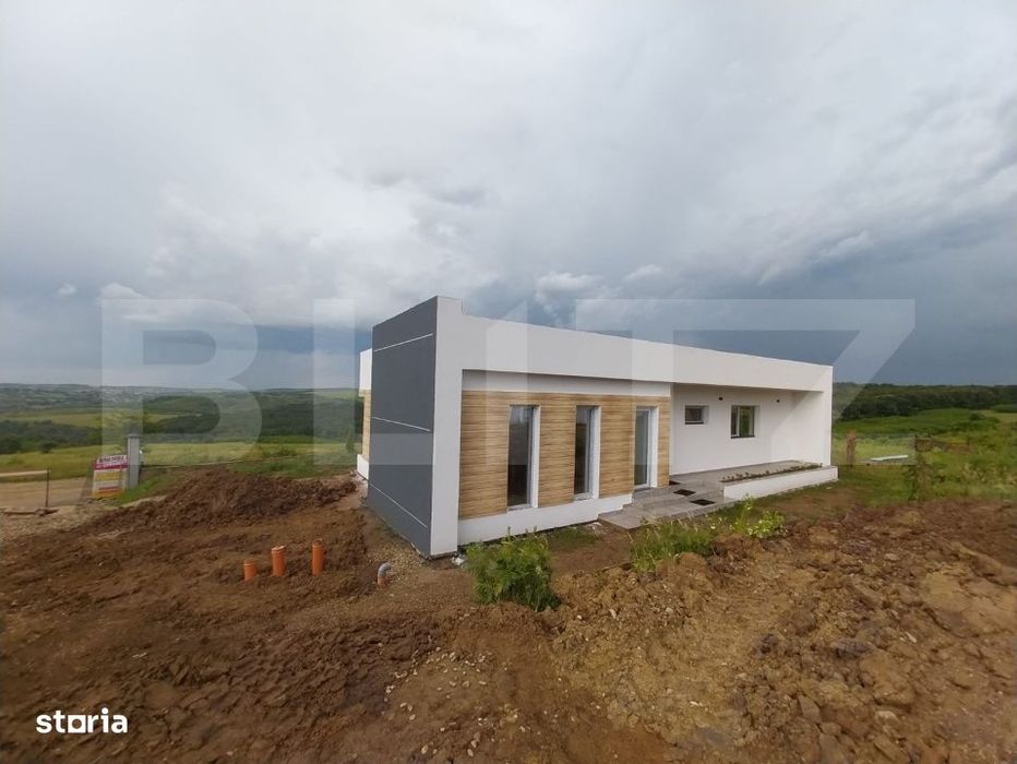 Casa noua mediteraneana, 3 camere, 105 mp utili, teren 630 mp, drum pr