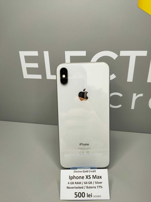 Iphone XS Max 64GB Silver/Neverlocked/Baterie:77%/Stare buna! ID2363-AG2