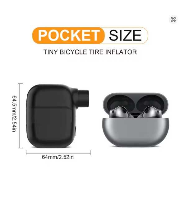 Мини Електрическа Помпа 93g 100PSI - Джобен Компресор с Кутия и Адаптери за Всички Вентили - Подарък за Колело и Тротинетка