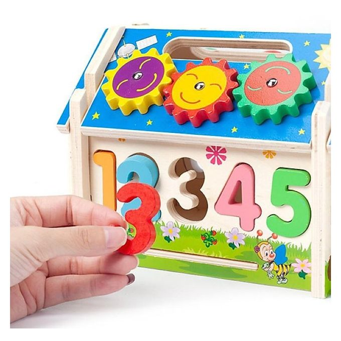 Casuta din lemn, tip Montessori, cu forme si cifre