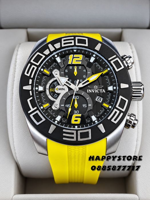 INVICTA Pro Diver Yellow strap 50 mm,. Инвикта нов мъжки часовник