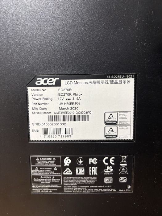 Monitor LED, 165hz, 27 inch