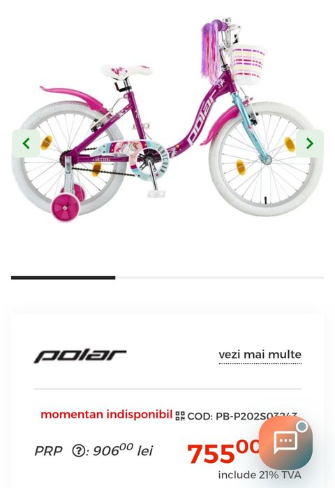 Bicicleta polar unicorn 20 inch