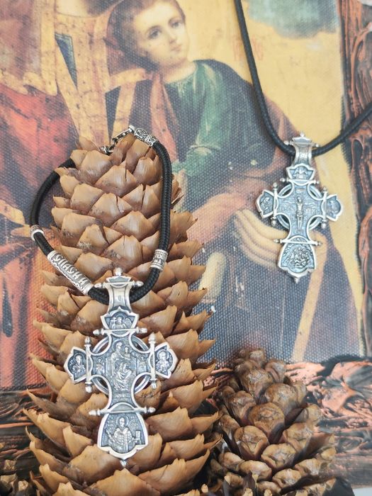 Промо! Сребърен Кръст с Две Лица