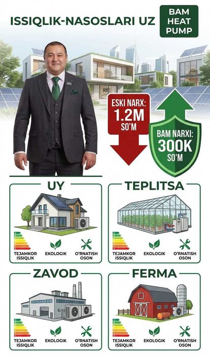 -40% SKIDKA! Тепловой Насос Янгийул тумани Issiqlik Nasosi Yangi Yo'l