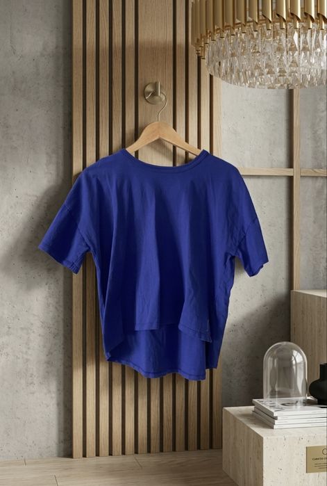 Tricou Bumbac Zara, Mărimea S, Albastru Cobalt
