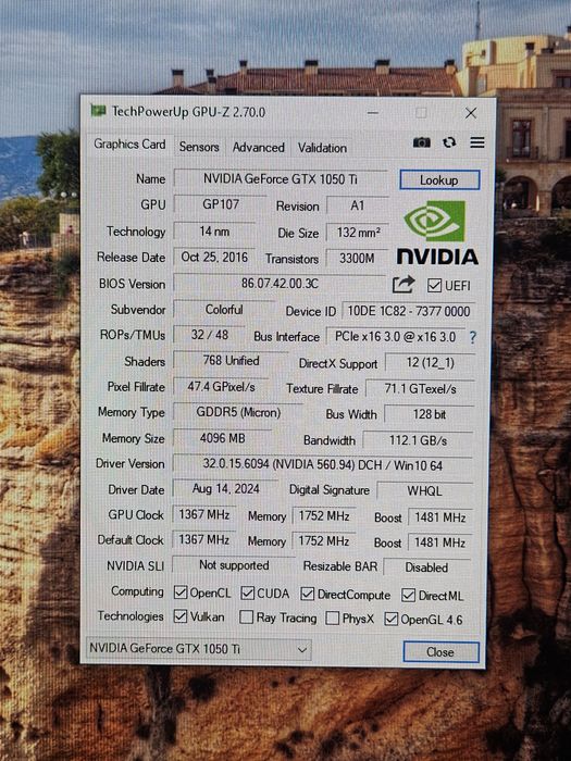Видеокарта Gtx 1050ti 4gb Colorful