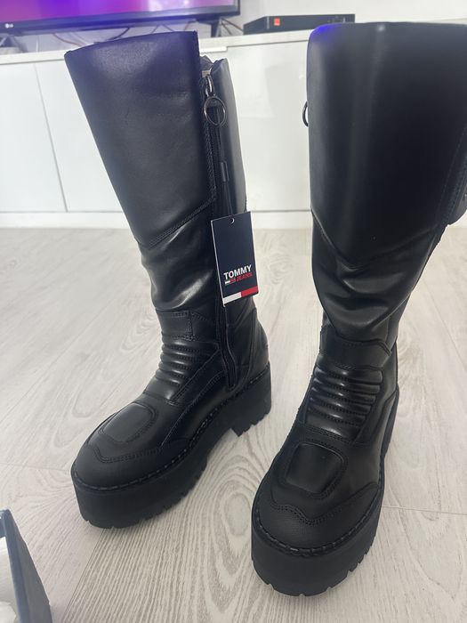 Cizme piele motocicleta dama Tommy Jeans