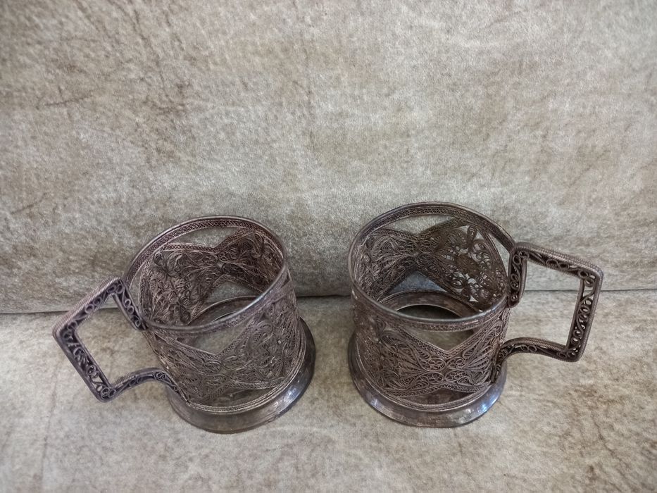 Стари руски стакани / подстакани 2 бр.
