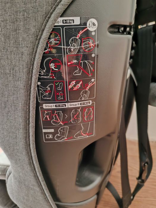 Столче за  кола ISOFIX Kinderkraft Safety-Fix, 9-36 кг, Черно/Сиво
