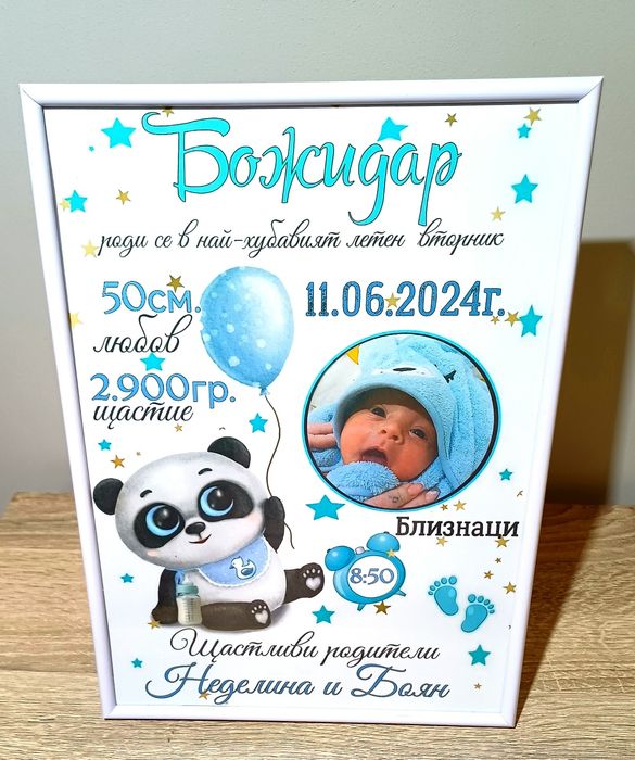 Цветни Бебешки визитки в рамка(различни модели)