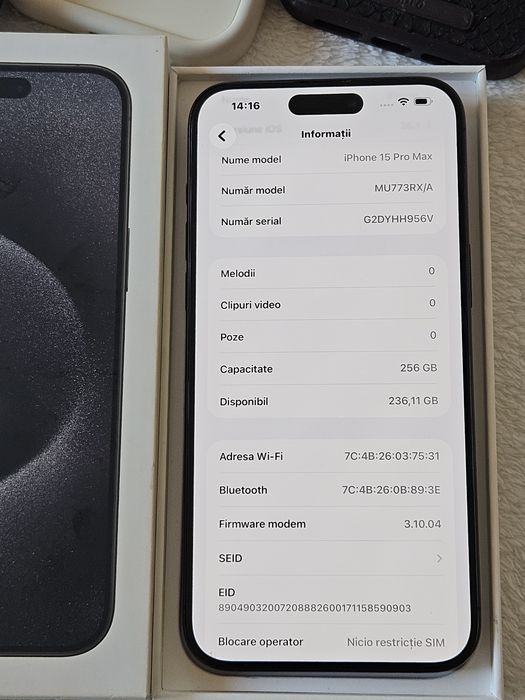 Iphone 15 pro max 86% baterie 256GB  stare excelenta Full box