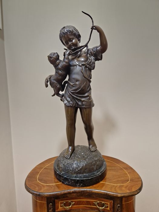 Уникална антикварна френска бронзова фигура скулптура