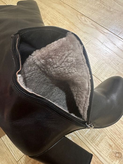 Кожаные зимние сапоги