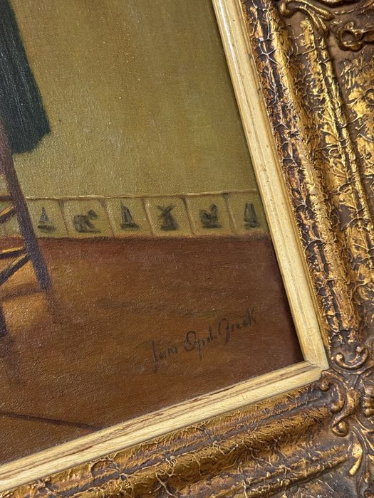 Tablou pictura in ulei pe panza - rama baroc aurie