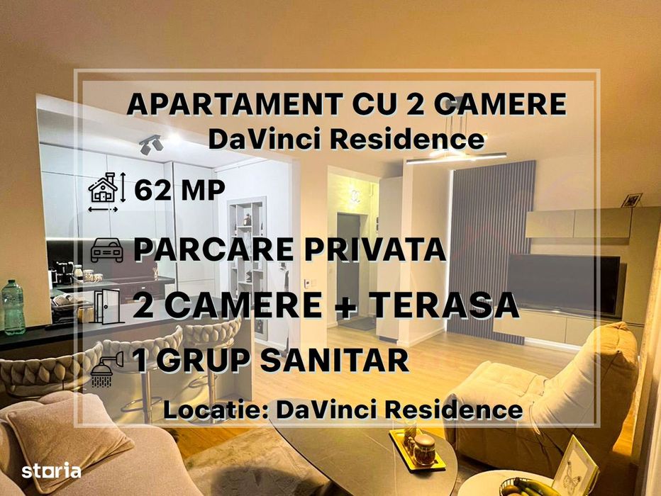 RO/EN Ap. 2cam, nou in DaVinci, parcare, balcon, bloc nou, 62 mp, et.1