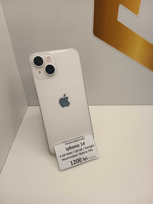 Iphone 14 128GB Starlight/Neverlocked/Bateria 76%/Stare foarte buna! ID11211