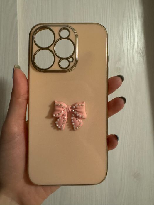 Калъф за айфон (iPhone) розов с панделка