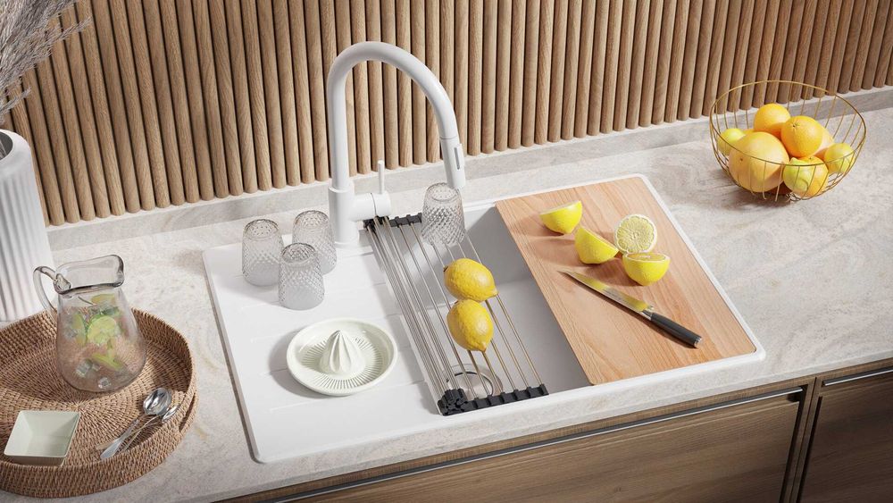 Бял кухненска мивка от гранит Копенхаген 780x500 Top 60