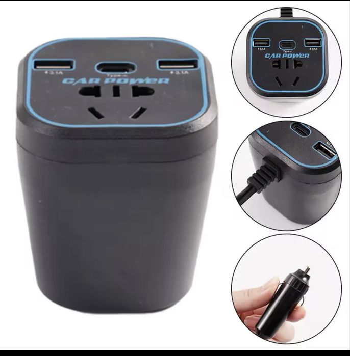 Invertor auto 12v/24v - 220v usb C