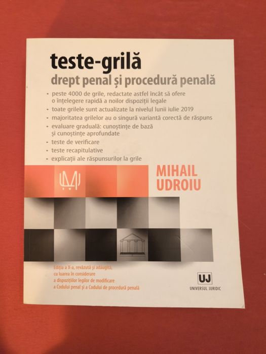 Carte Teste-Grila, Drept Penal Mihail Udrouiu Ed 10| Stare Impecabila