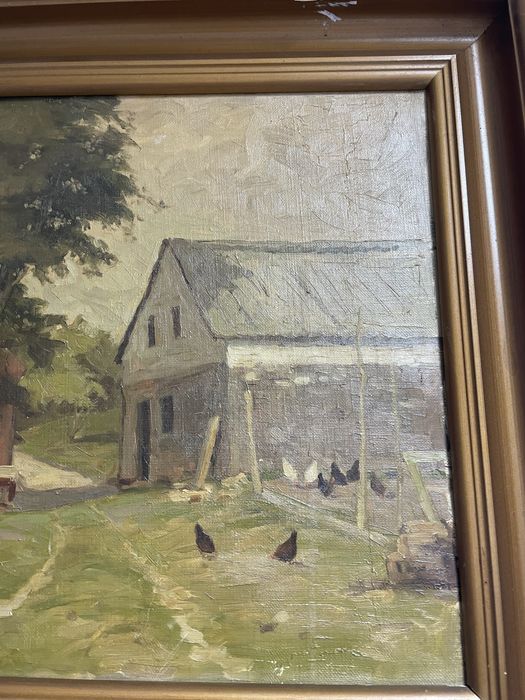 Tablou peisaj rural ulei pe panza M Nielsen