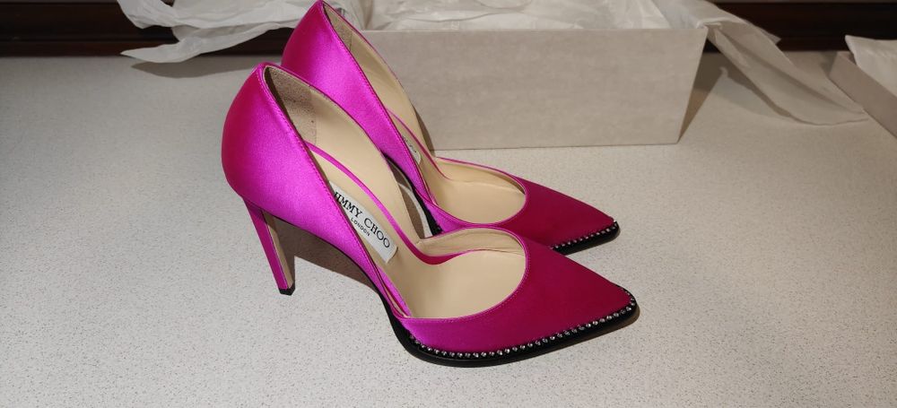 Pantofi Jimmy Choo originali satin fuchsia nr 40 cu cutie – ocazie/nun