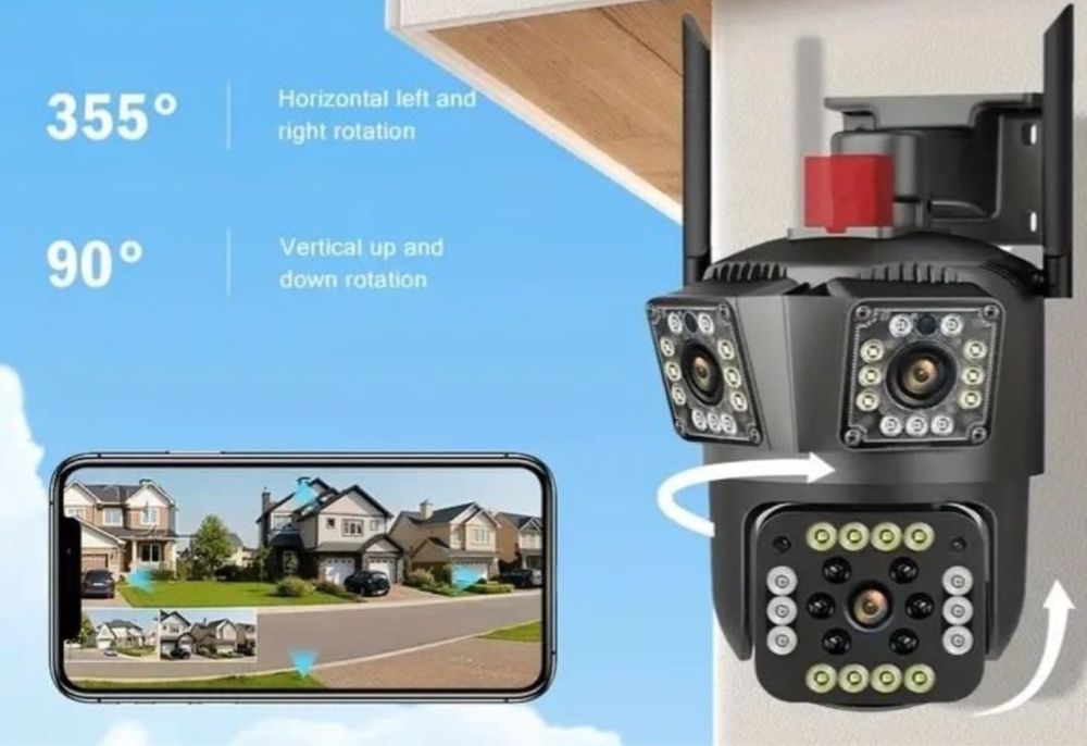 Camera supraveghere tripla  V380 6K 12MP WIFI PTZ night vision