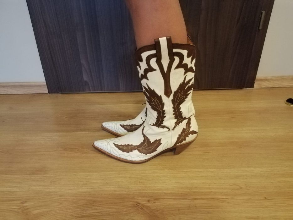 Cizme cowboy Fauzian Jeunesse piele cu detalii decorative