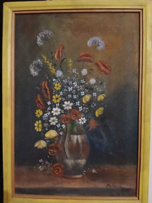 Tablou "Flori în vază" , Pictură ulei pe panza, 2000