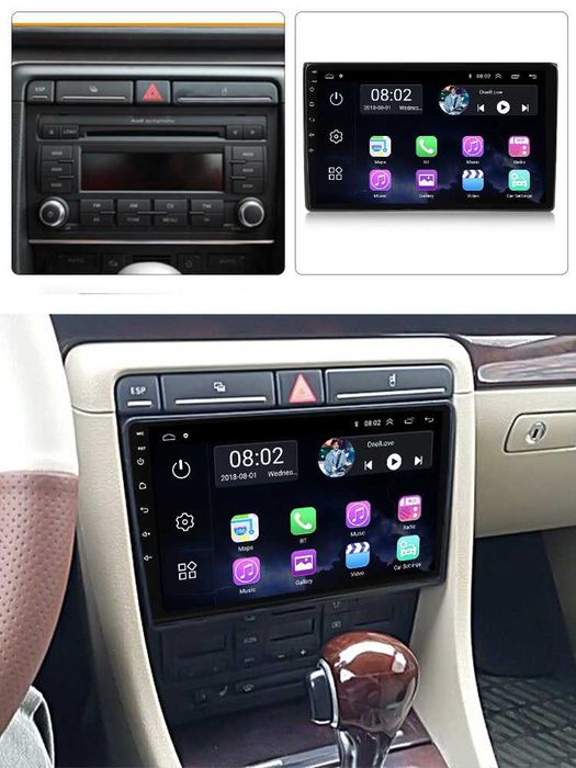 Мултимедия за Audi A4, B6, B7, Андроид, Ауди А4, навигация, WAZE, Carplay, Android Auto, A4 2DIN, 2002, 2003, 2004, 2005, 2006, 2007, 2008, година