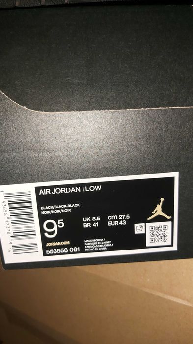 Jordan 1 Low Triple Black - Номер 43