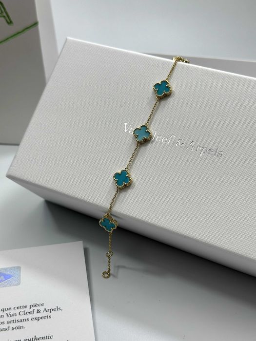 Bracelet MINI Van Cleef & Arpels 5 motifs Gold 750 Turquoise