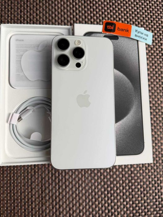 100% БАТЕРИЯ! 512gb! iPhone 15 PRO MAX Лизинг от 32€/мес white Titanium бял