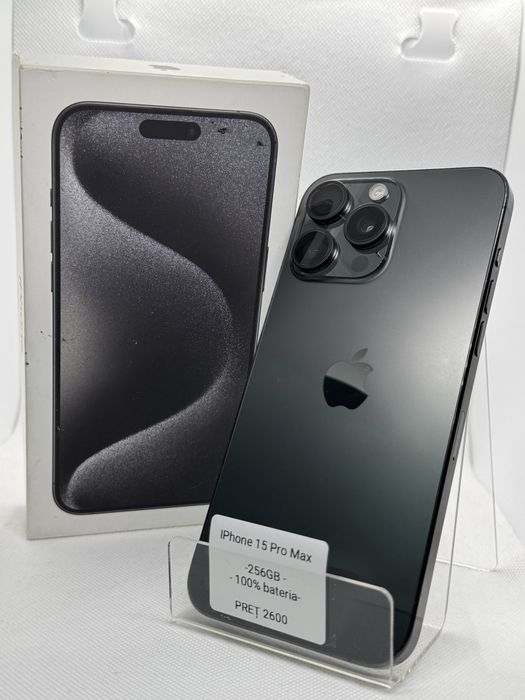 OFERTA! Magazin Vindem: Iphone 15 Pro Max, 256GB, 100% bateria